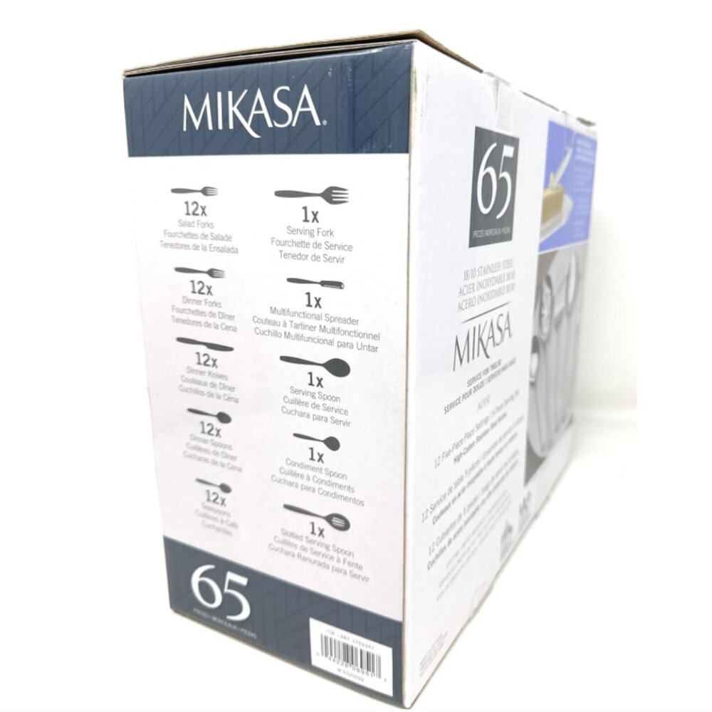 Mikasa Alyse 65 PC Set, 18/10 Stainless Steel Flatware Service for 12 - Picture 7 of 8